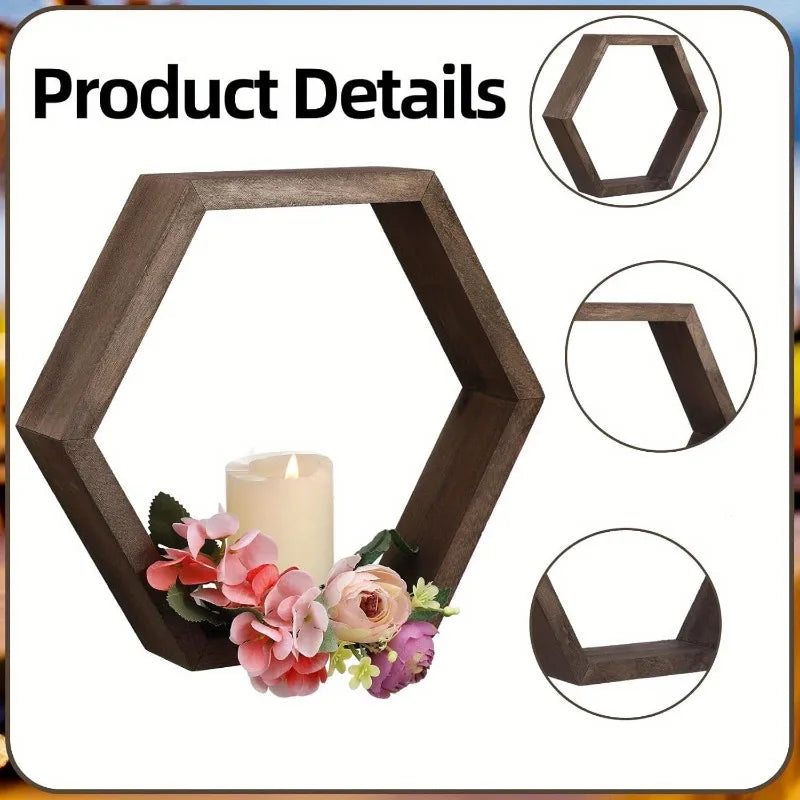 Hexagon Floating Wall Shelf, Hexagon Storage Rack - for Home Decoration Lovers - Perfect Gift - Suitable for Bathroom, Bedroom