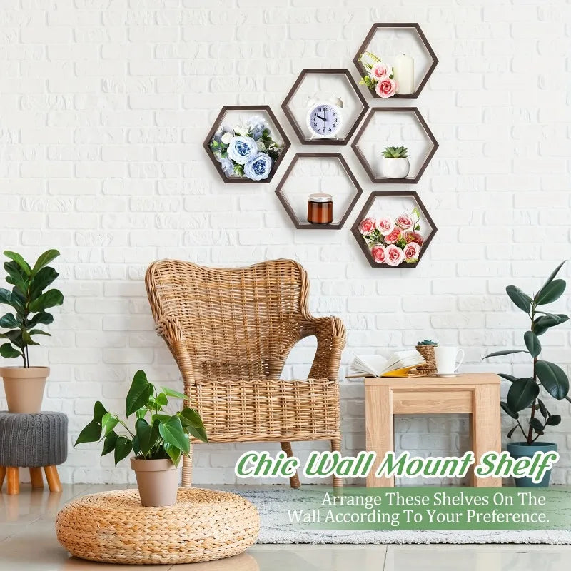 Hexagon Floating Wall Shelf, Hexagon Storage Rack - for Home Decoration Lovers - Perfect Gift - Suitable for Bathroom, Bedroom